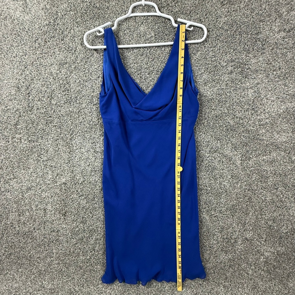 Jones New York Dress Royal Blue 100% Silk Cowl Neck Sleeveless Cocktail 12P - Picture 7 of 10